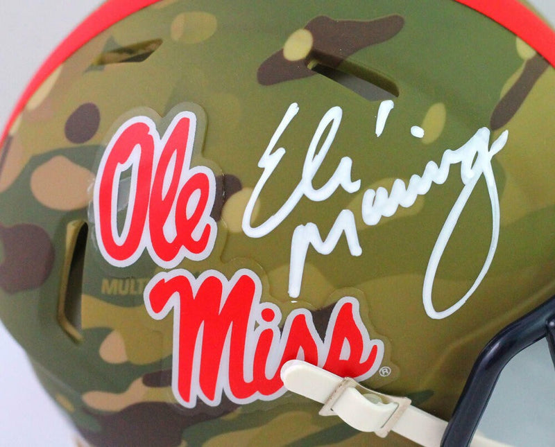 Eli Manning Signed Ole Miss Rebels Camo Speed Mini Helmet