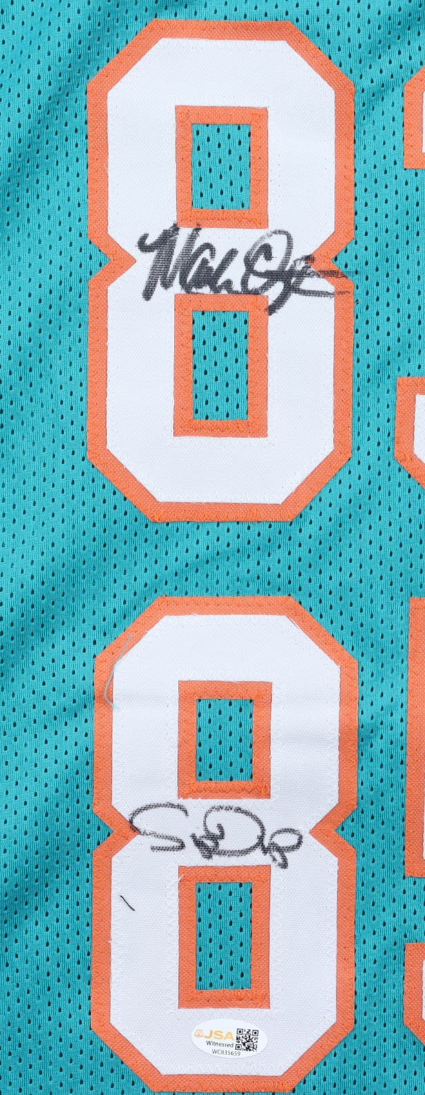 Mark Clayton & Mark Duper Signed Miami Dolphins Teal Jersey