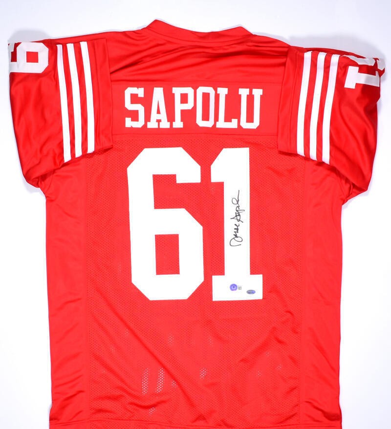Jesse Sapolu Autographed San Francisco Red Custom Jersey