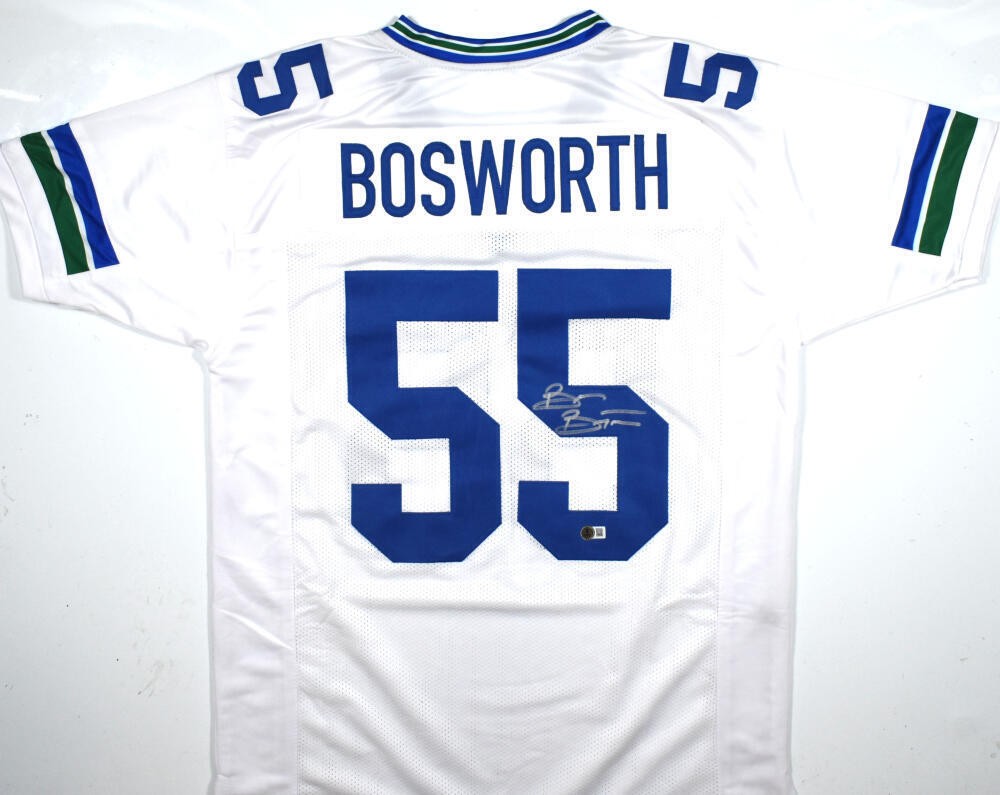 Brian Bosworth Autographed White Custom Jersey - Beckett Witnessed