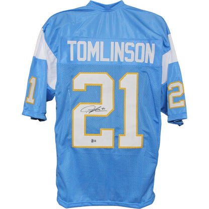 LaDainian Tomlinson Autographed Pro Style Blue Jersey (Beckett Witnessed)