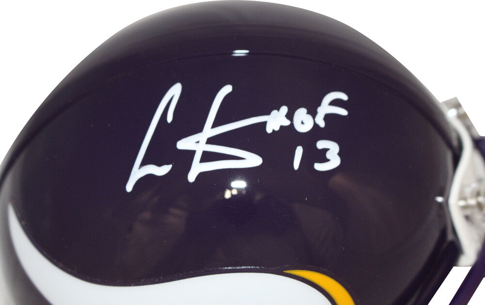 Cris Carter Signed Minnesota Vikings VSR4 Throwback HOF Mini Helmet Beckett