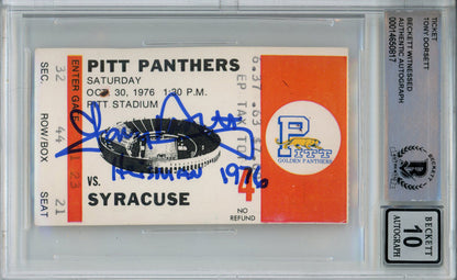Tony Dorsett Signed 1976 vs Syracuse Ticket Stub BAS 10 Slab