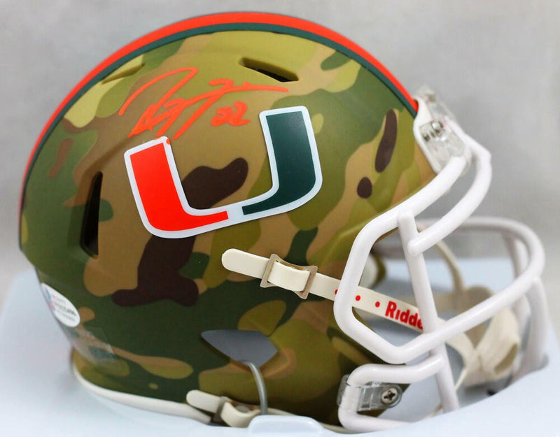 Ray Lewis Signed Miami Hurricanes Camo Speed Mini Helmet