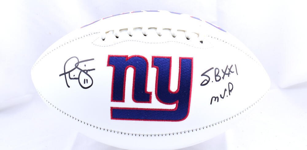 Phil Simms Signed New York Giants Logo Football with SB MVP Inscription
