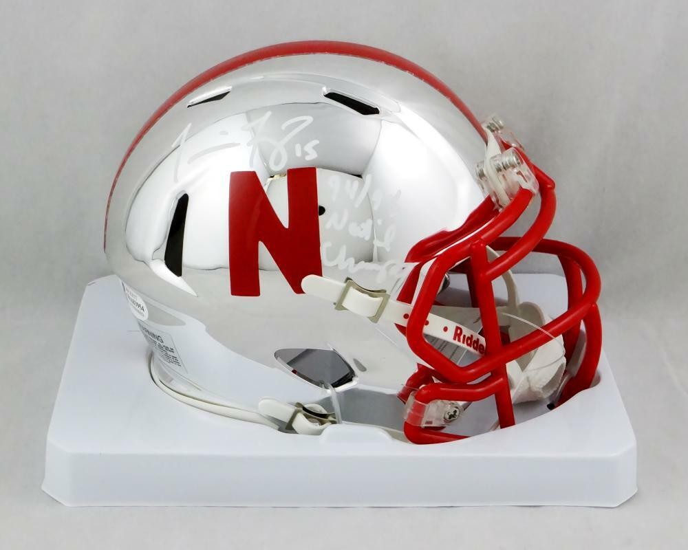 Tommie Frazier Signed Nebraska Cornhuskers Chrome Mini Helmet Inscribed