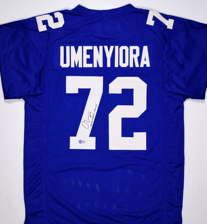 Osi Umenyiora Signed New York Giants Custom Blue Jersey