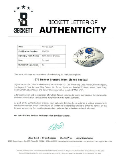 Red Miller & Tom Jackson Signed Denver Broncos 1977 Team Football