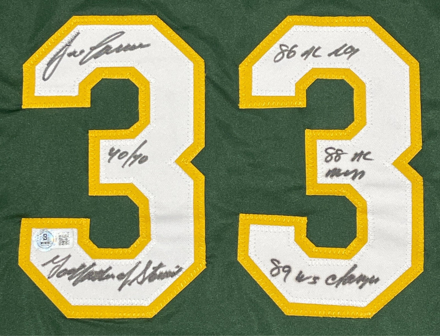 Jose Canseco Signed Oakland Athletics Custom Jersey (5 Inscriptions)