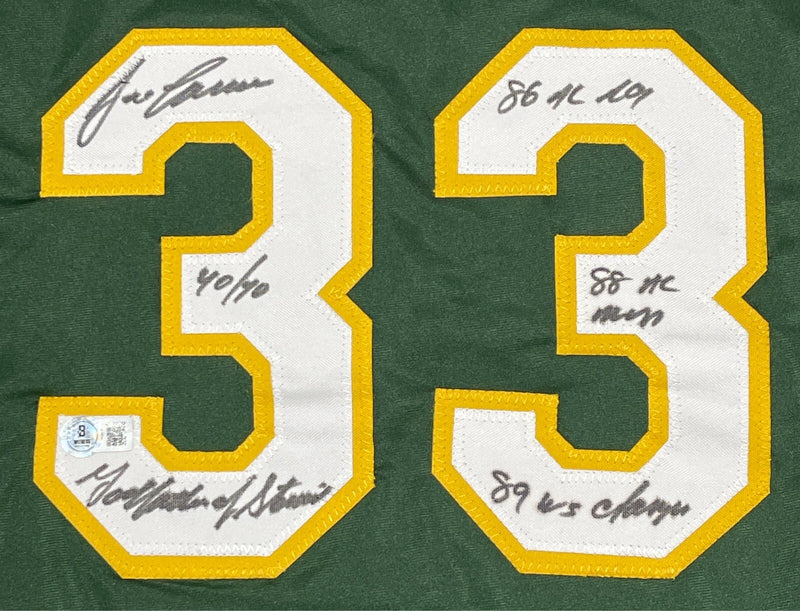 Jose Canseco Signed Oakland Athletics Custom Jersey (5 Inscriptions)