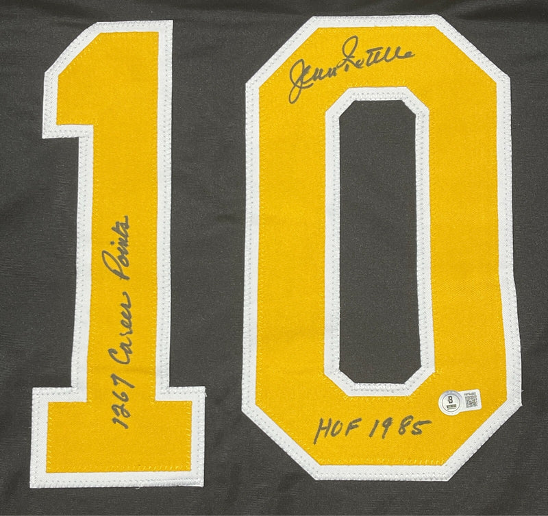 Jean Ratelle Signed Boston Bruins Custom Jersey (2 Inscriptions)