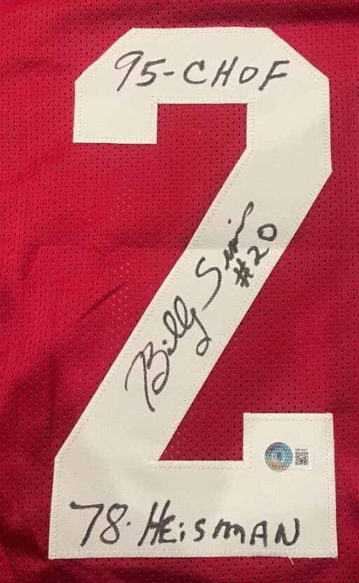 Billy Sims Autographed Oklahoma Custom Jersey (Heisman + 3 Inscriptions)