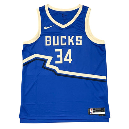 Giannis Antetokounmpo Signed Bucks Nike City Edition Jersey Beckett Witness