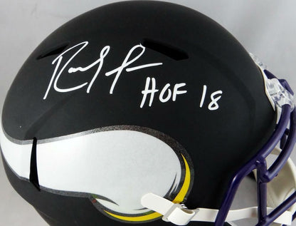 Randy Moss Signed Minnesota Vikings Full Size Flat Black Helmet (HOF)