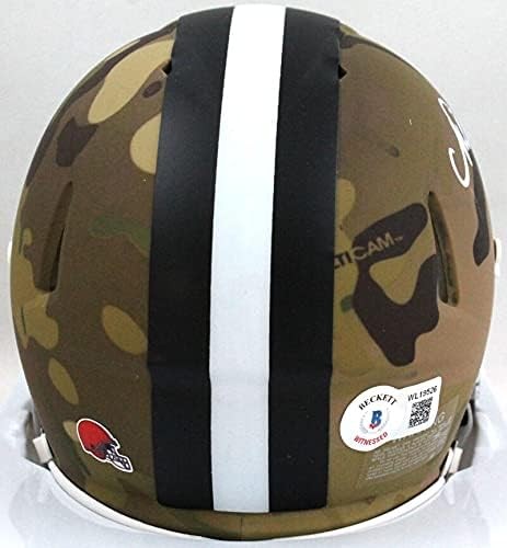 Nick Chubb Signed Cleveland Browns Camo Speed Mini Helmet