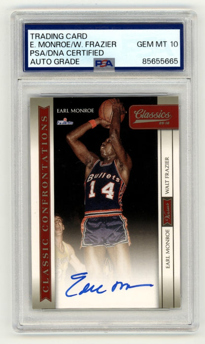 Earl Monroe & Walt Frazier Dual Signed 2009-10 Classics Card PSA 10
