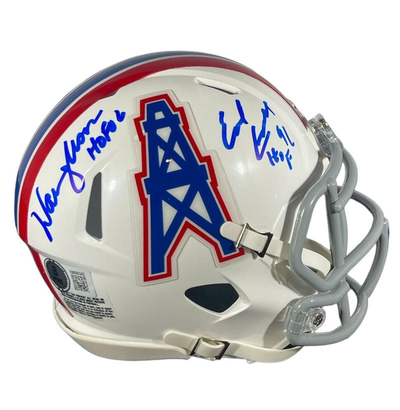 Earl Campbell & Warren Moon Houston Oilers Signed Mini Helmet