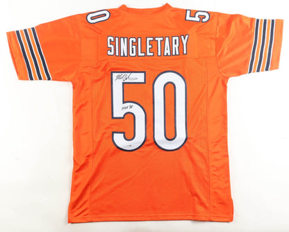 Mike Singletary Signed Chicago Bears Custom Orange Jersey "HOF 98"