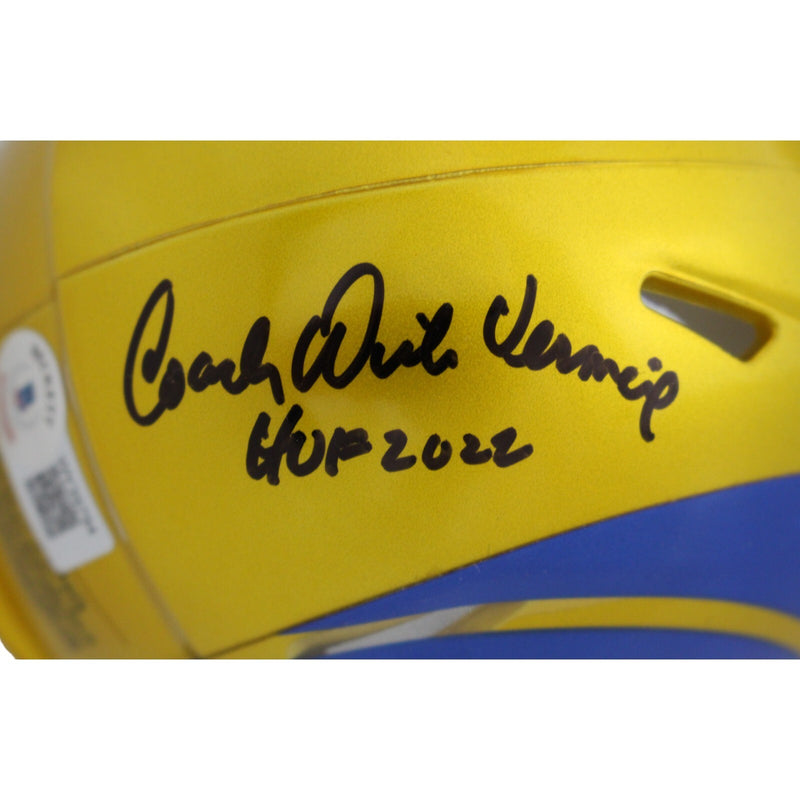 Dick Vermeil St. Louis Rams Signed Mini Helmet (HOF Inscription)