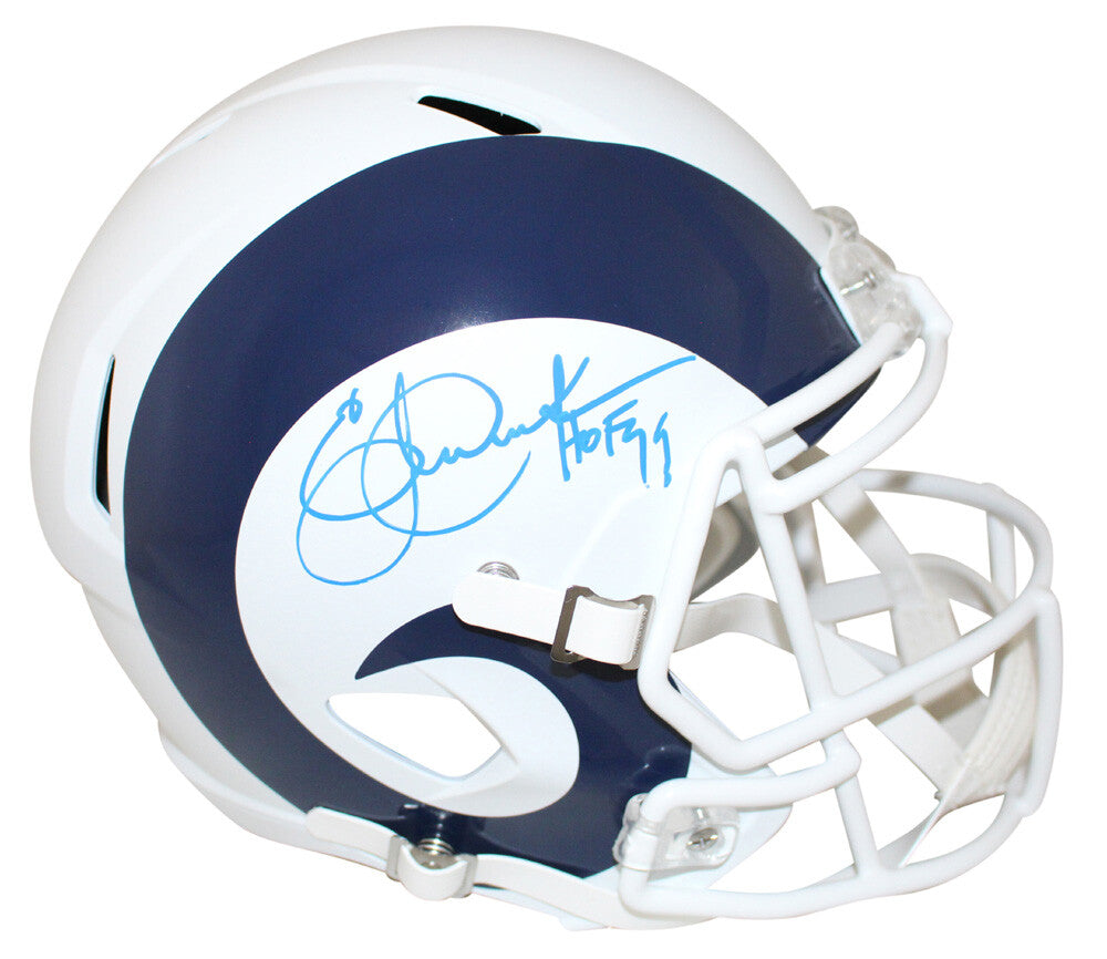 Eric Dickerson Signed Los Angeles Rams Full Size Flat White Helmet HOF