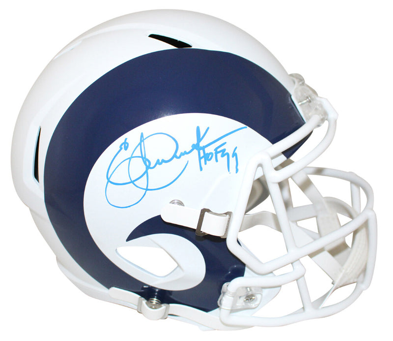 Eric Dickerson Signed Los Angeles Rams Full Size Flat White Helmet HOF