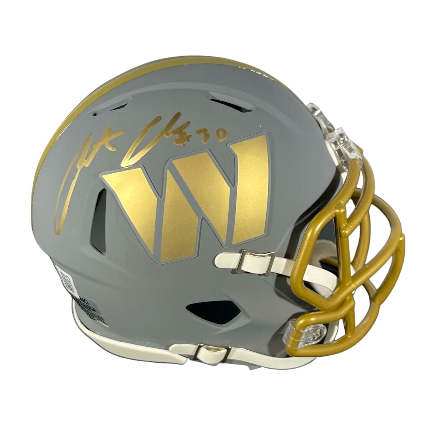 Austin Ekeler Signed Washington Commanders Slate Mini Helmet Beckett Witness