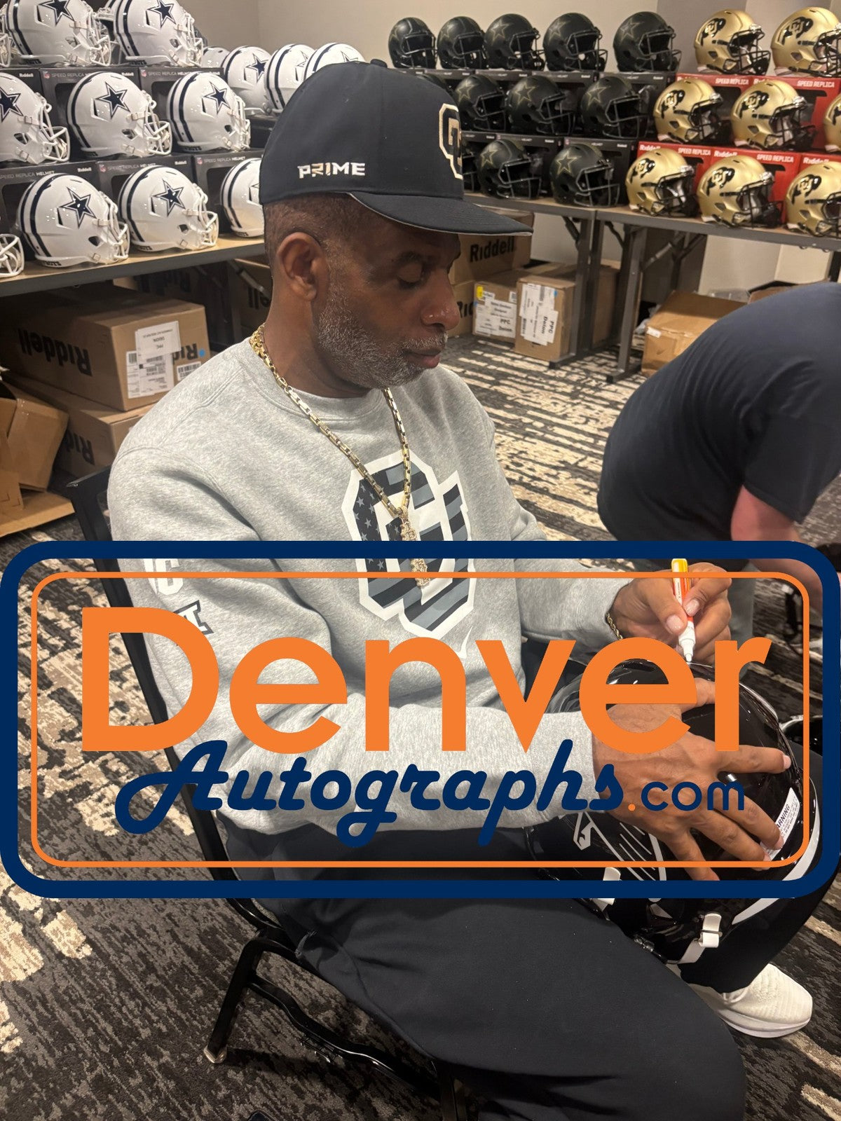 Deion Sanders Atlanta Falcons Autographed Full Size Replica Throwback Helmet