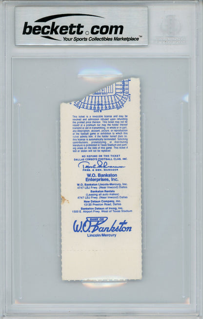 Tony Dorsett Autographed 1983 vs Oilers Ticket Beckett Authenticated