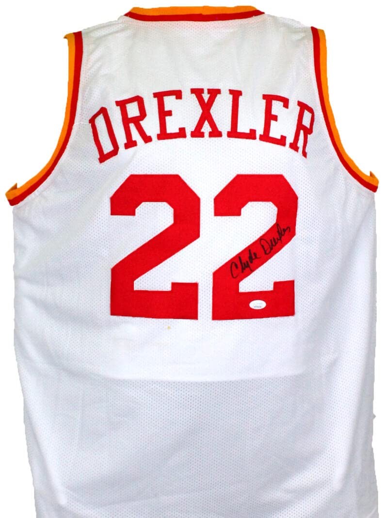 Clyde Drexler Autographed White Custom Jersey