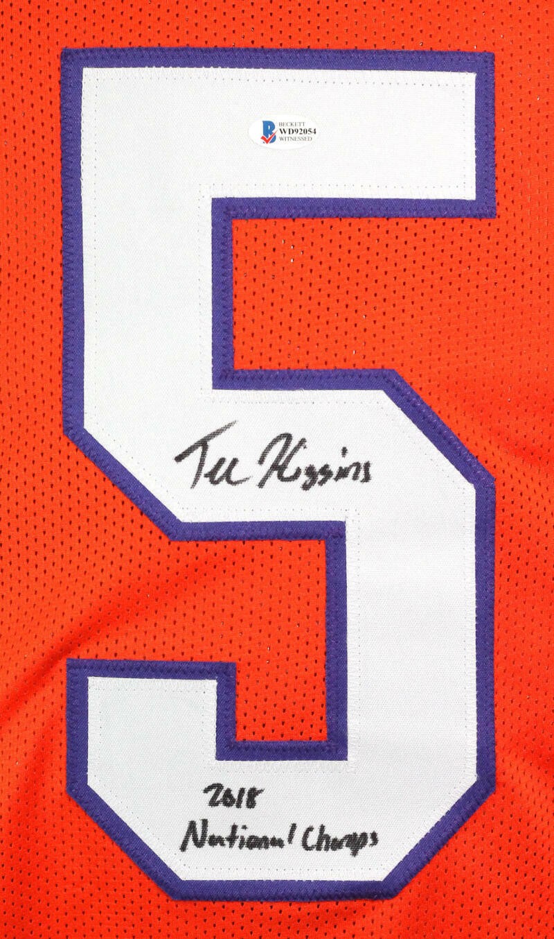 Tee Higgins Autographed Jersey - Orange Custom 2018 National Champs Insc
