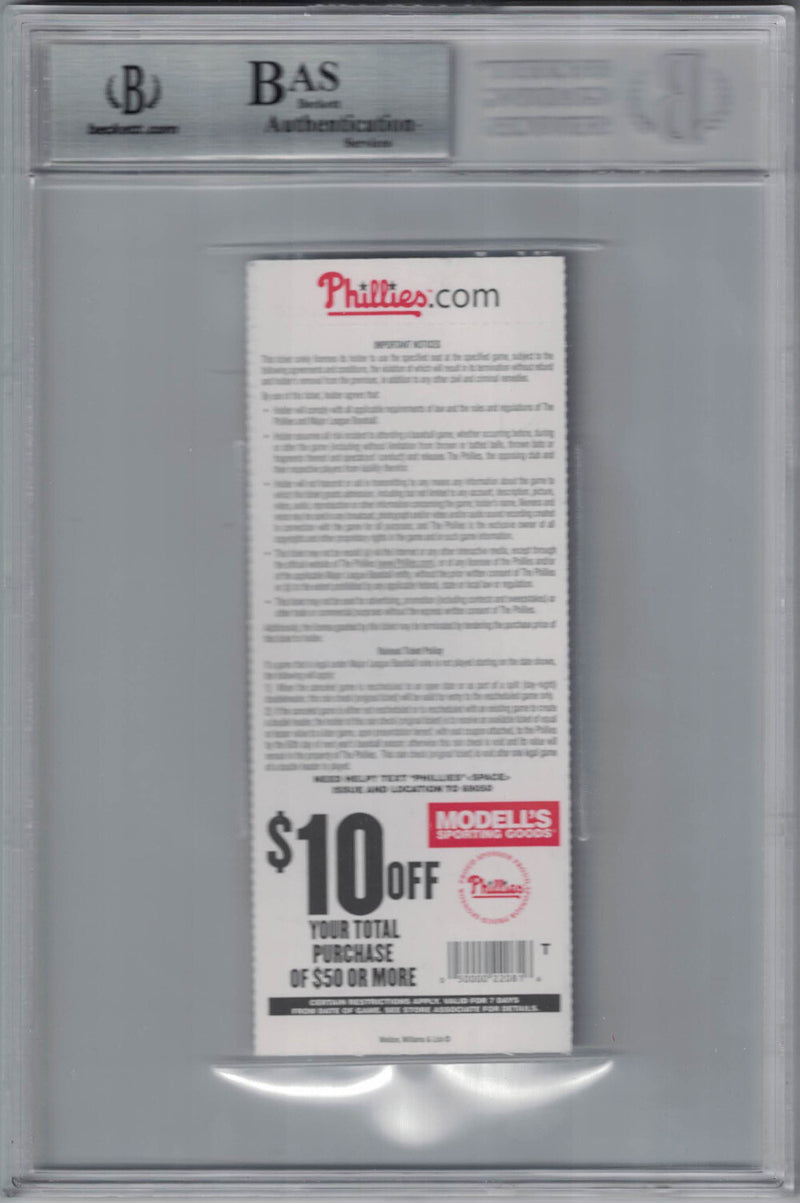 Todd Frazier Signed Cincinnati Reds MLB Debut Ticket Beckett Slabbed