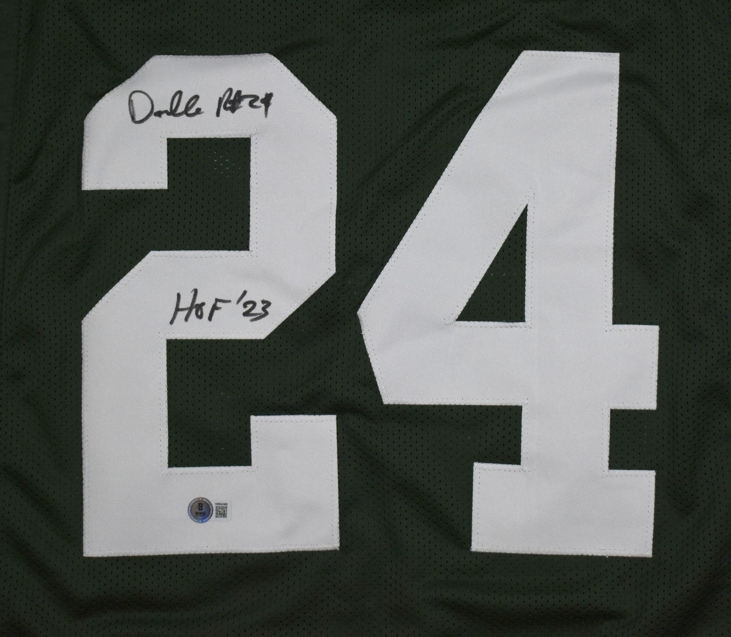 Darrelle Revis Autographed Green Custom Jersey with HOF Inscription
