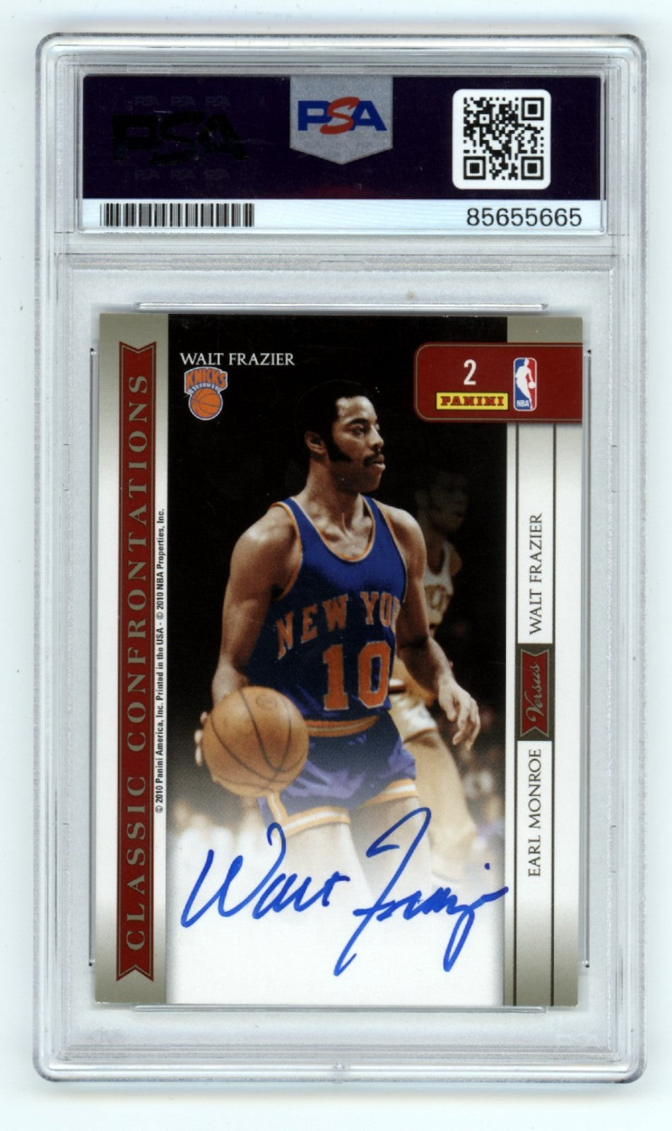 Earl Monroe & Walt Frazier Dual Signed 2009-10 Classics Card PSA 10
