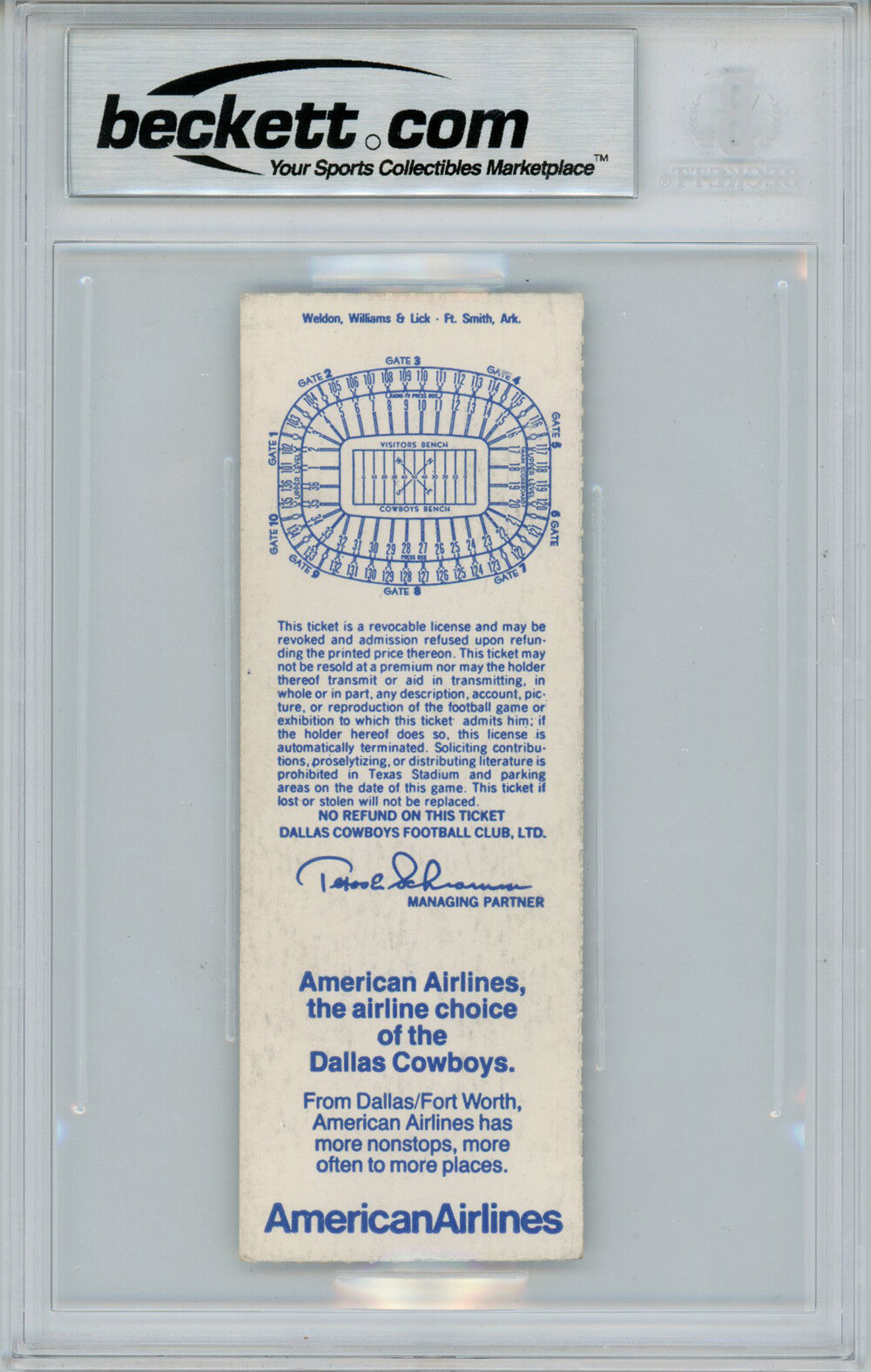 Tony Dorsett Autographed 1984 vs Redskins Game Ticket