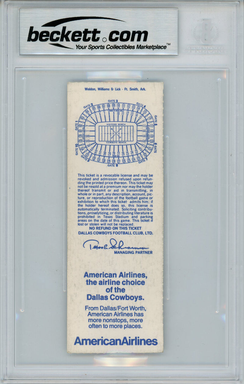 Tony Dorsett Autographed 1984 vs Redskins Game Ticket