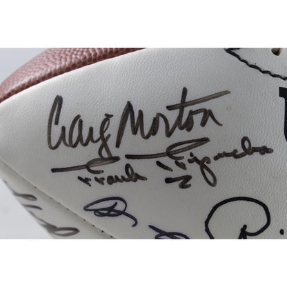 John Elway, Frank Tripucka & Ring of Honor Signed Broncos Logo Football