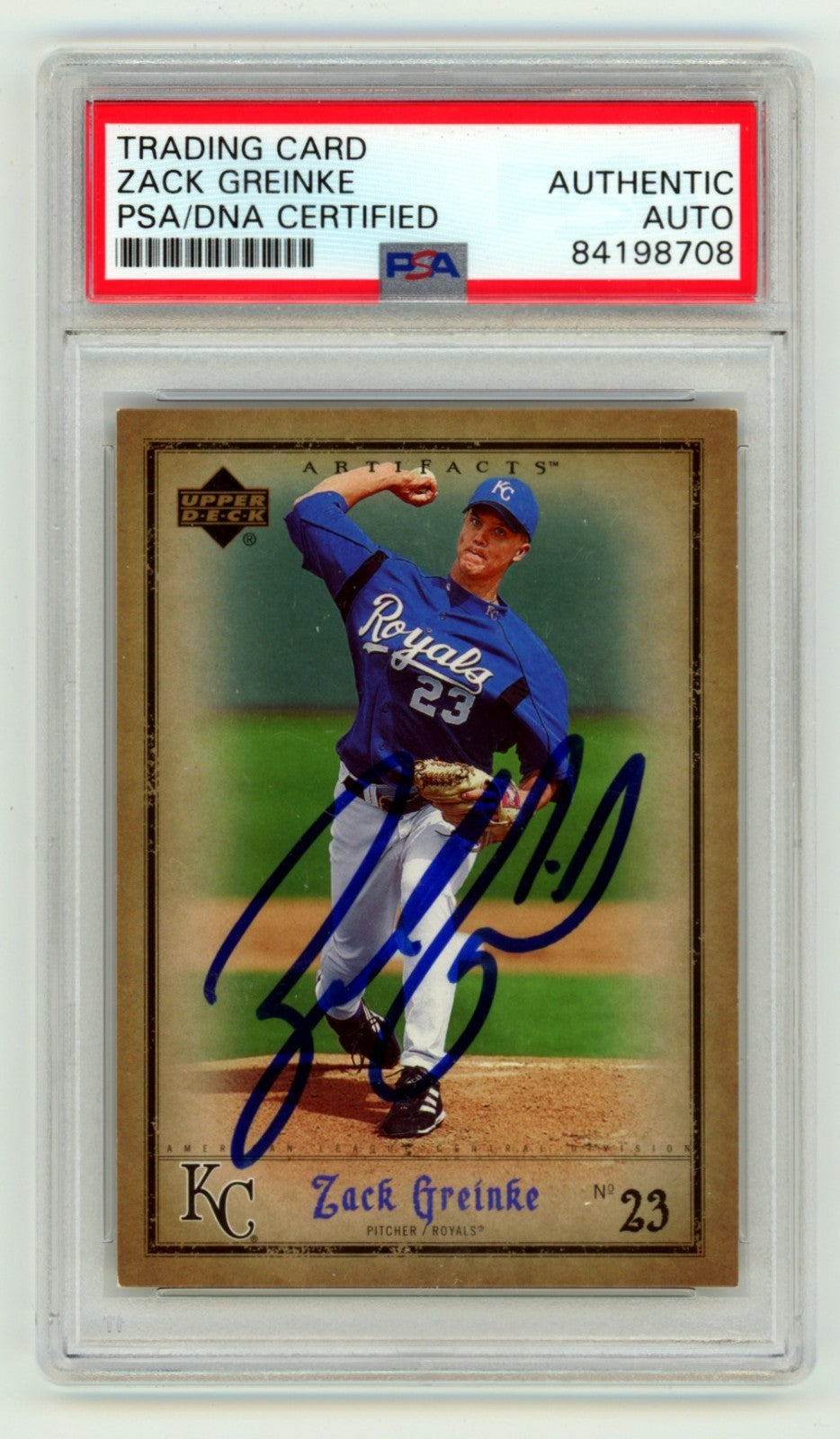 Zack Greinke Autographed 2006 Upper Deck Artifacts Card PSA Authentic
