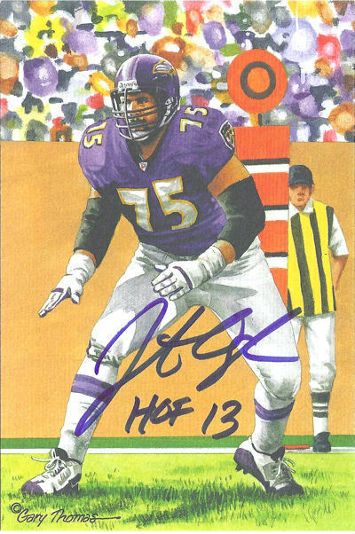 Jonathan Ogden Signed Baltimore Ravens Goal Line Art Card HOF 13