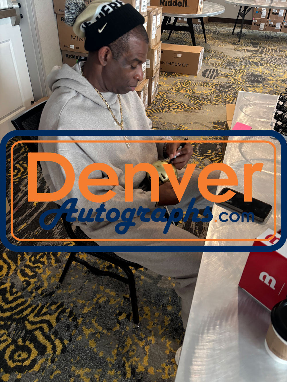 Deion Sanders Signed Colorado Buffaloes Gold Speed Mini Helmet