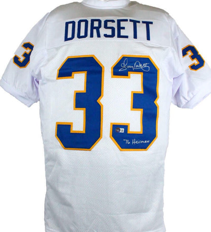 Tony Dorsett Signed White Custom College Jersey - Heisman Inscribed