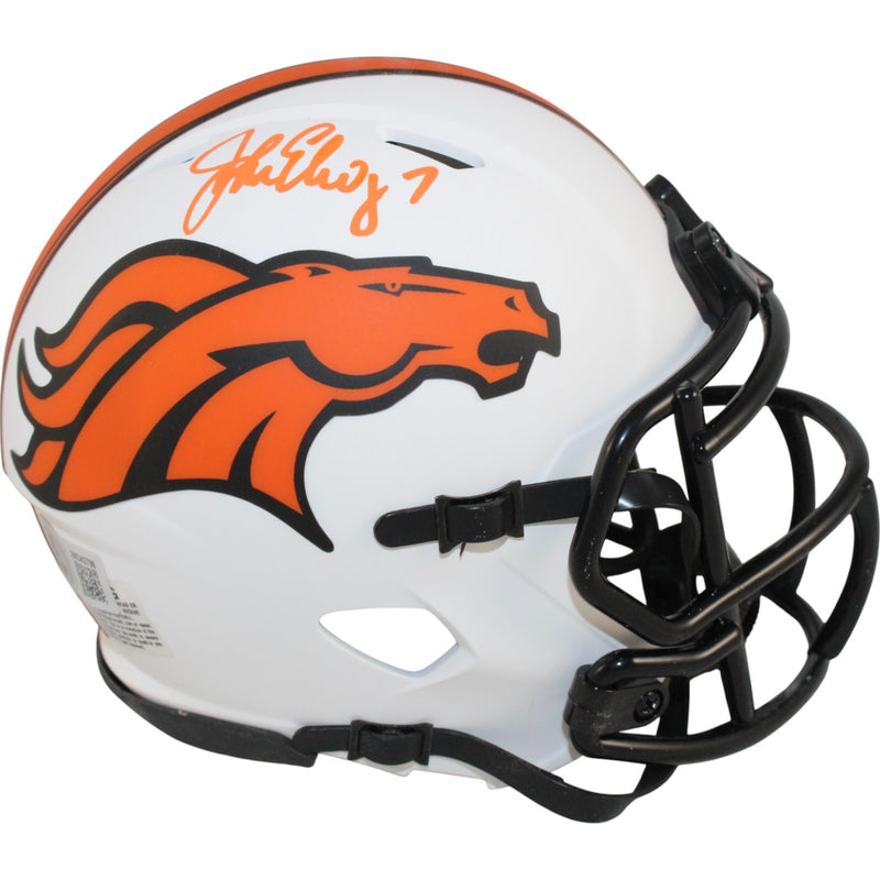John Elway Denver Broncos Autographed Lunar Mini Helmet