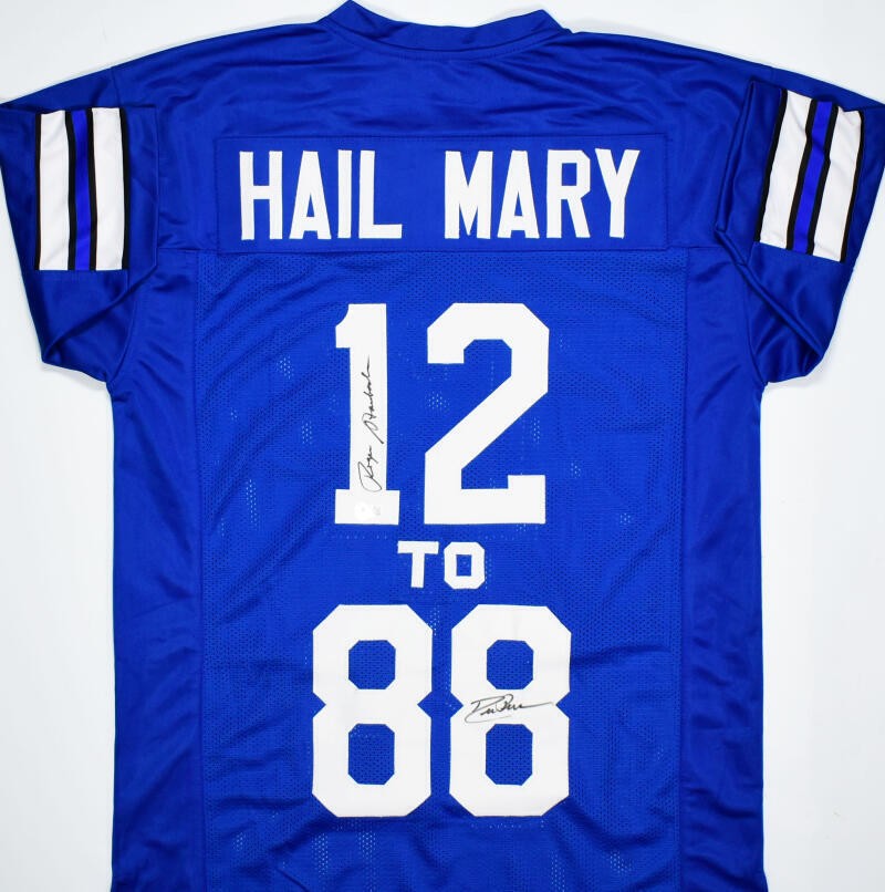 Roger Staubach & Drew Pearson Signed Dallas Cowboys Style Blue Jersey