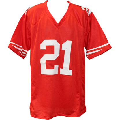Frank Gore Autographed Pro Style Red Jersey (Beckett Witnessed)