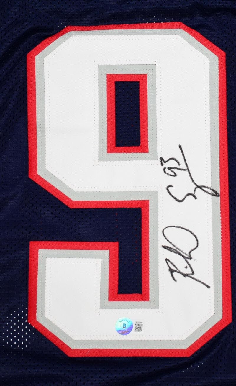 Richard Seymour Autographed New England Patriots Blue Custom Stat Jersey