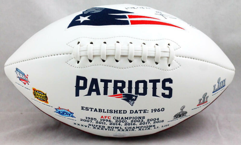 Ben Coates Signed New England Patriots Logo Football with Inscription