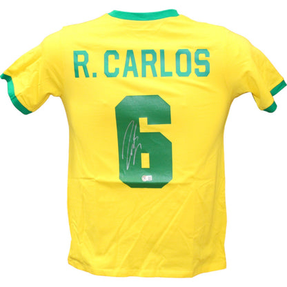 Roberto Carlos Signed Brazil National Style Yellow Jersey