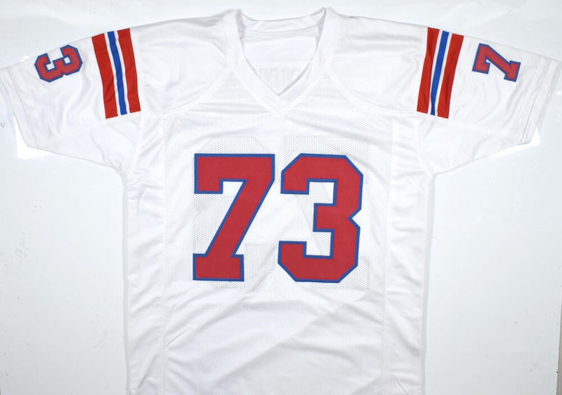 John Hannah Autographed White Custom Football Jersey (HOF Inscription)