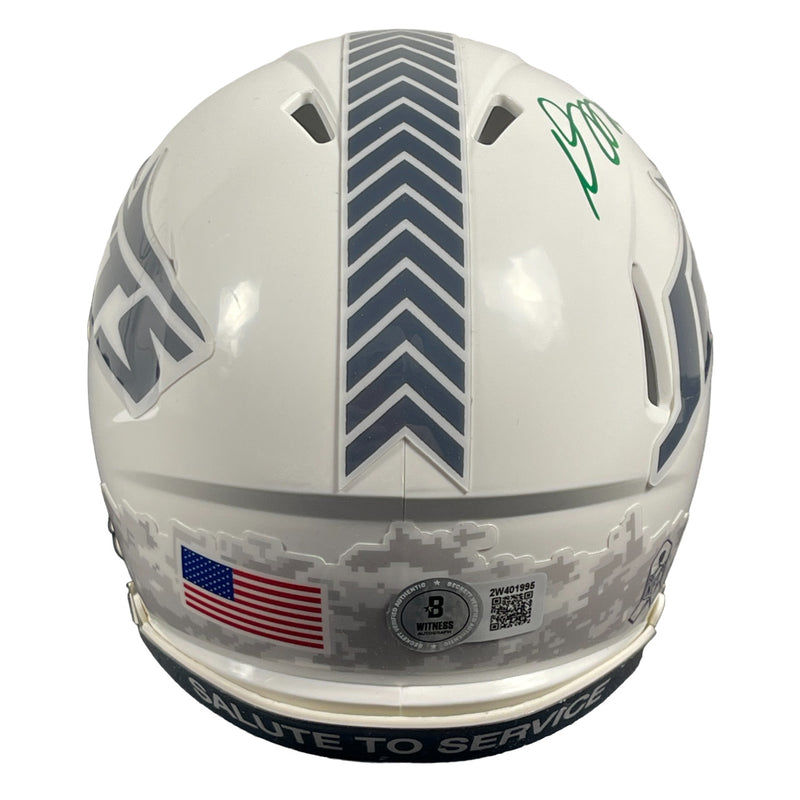 Davante Adams Signed New York Jets 2024 Salute to Service Mini Helmet BAS