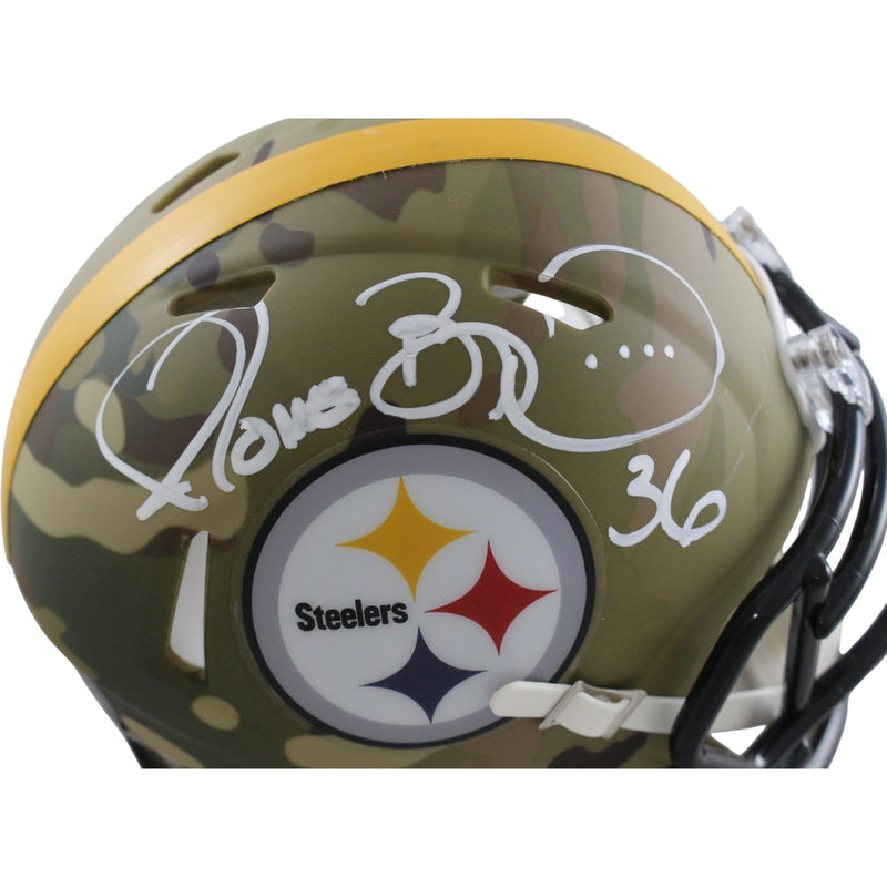 Jerome Bettis Signed Pittsburgh Steelers Camo Mini Helmet
