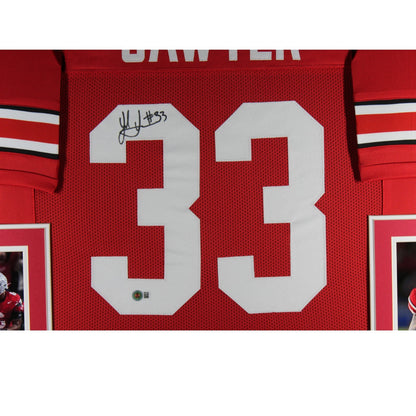 Jack Sawyer Autographed College Style Red Framed Jersey